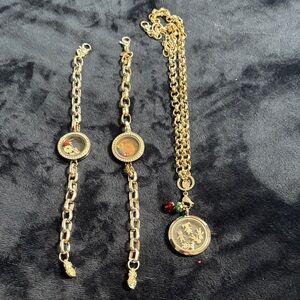 Origami Owl Jewelry Lot – 2 Locket Bracelets + 1 Locket Necklace with Charms